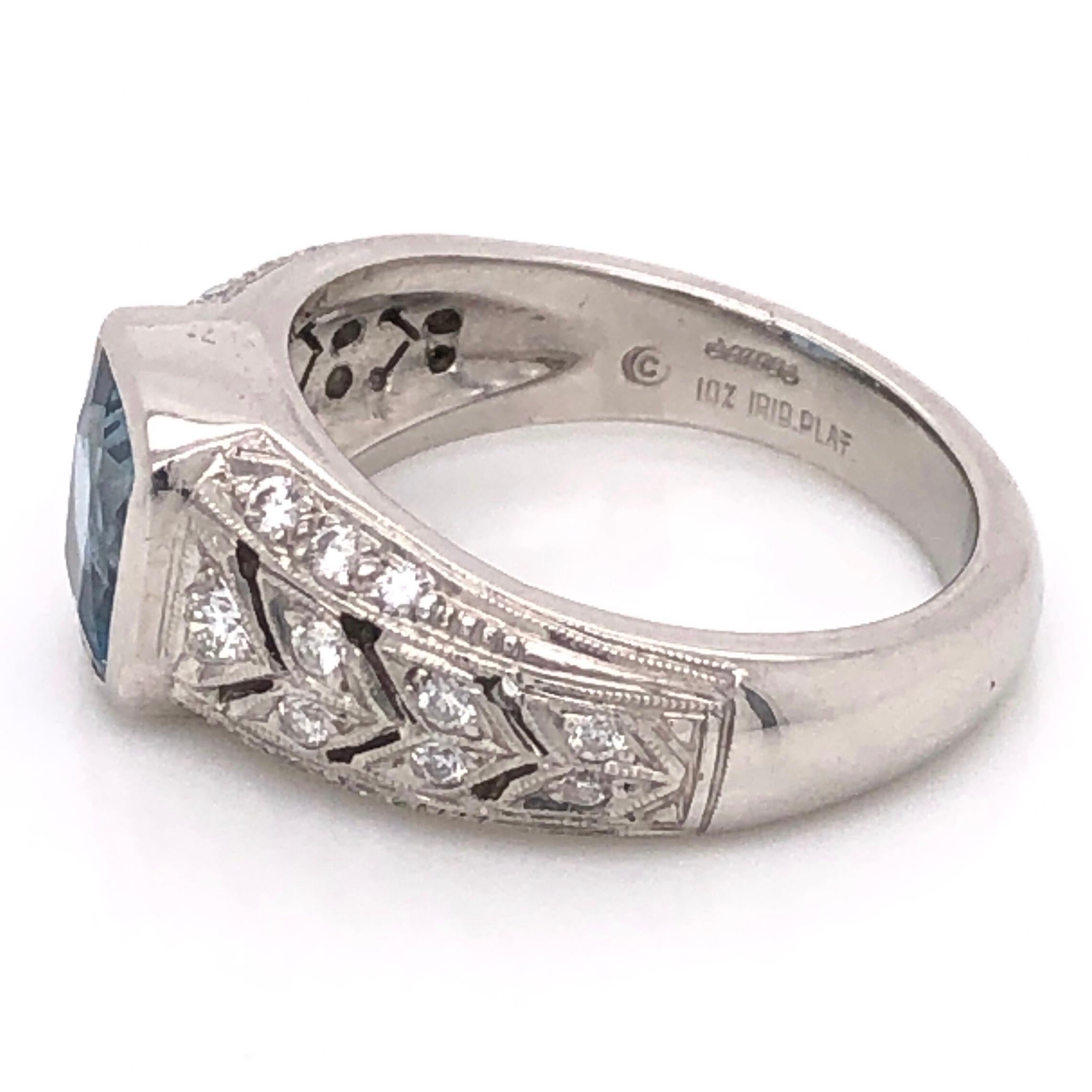 Mixed Cut 2 Carat Aquamarine Diamond Platinum Designer James Fine Ring Estate Fine Jewelry