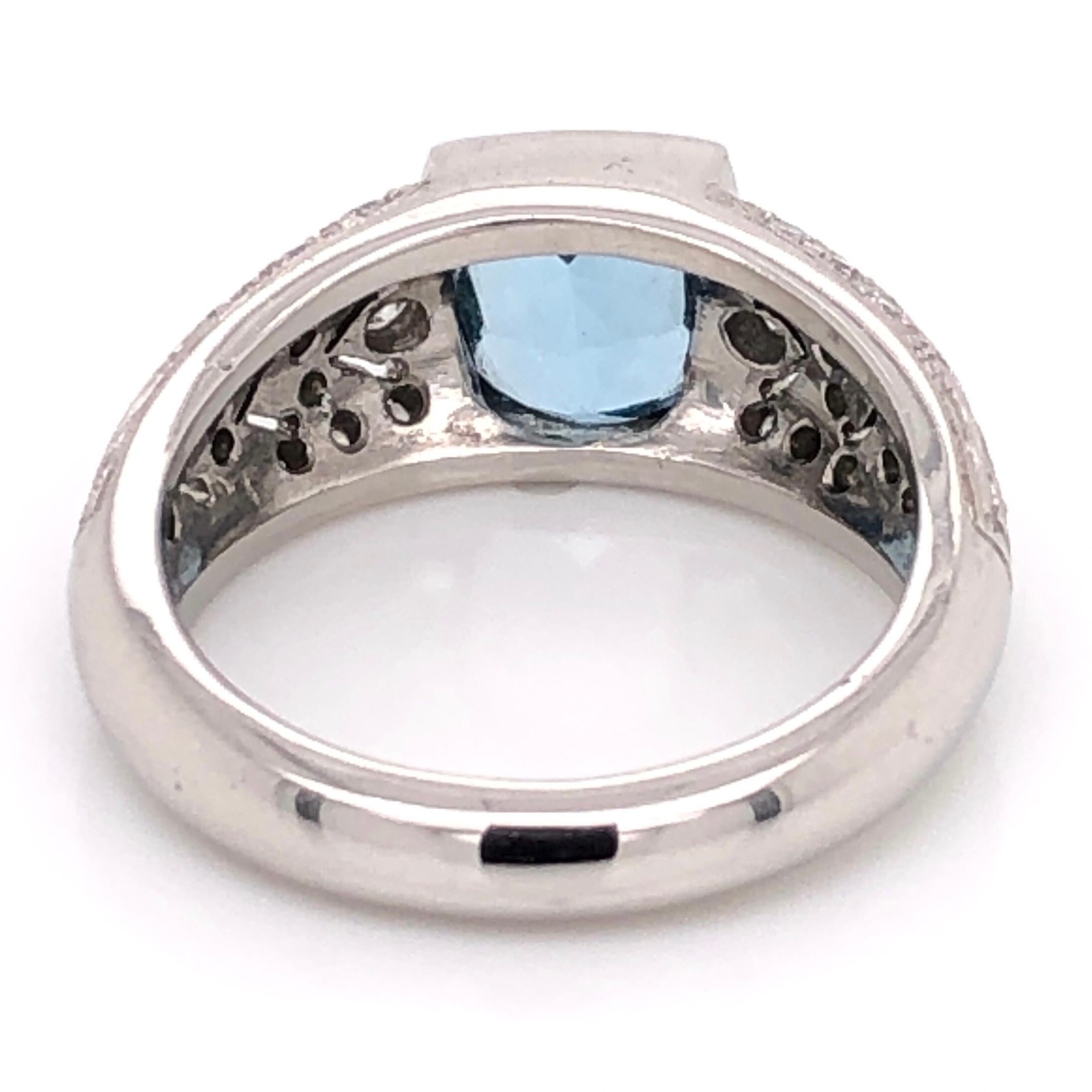 Women's 2 Carat Aquamarine Diamond Platinum Designer James Fine Ring Estate Fine Jewelry