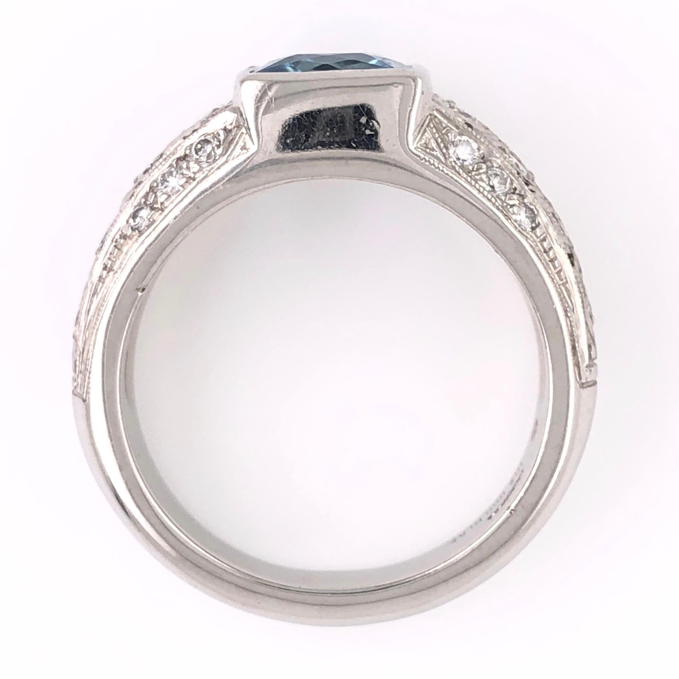 2 Carat Aquamarine Diamond Platinum Designer James Fine Ring Estate Fine Jewelry 2