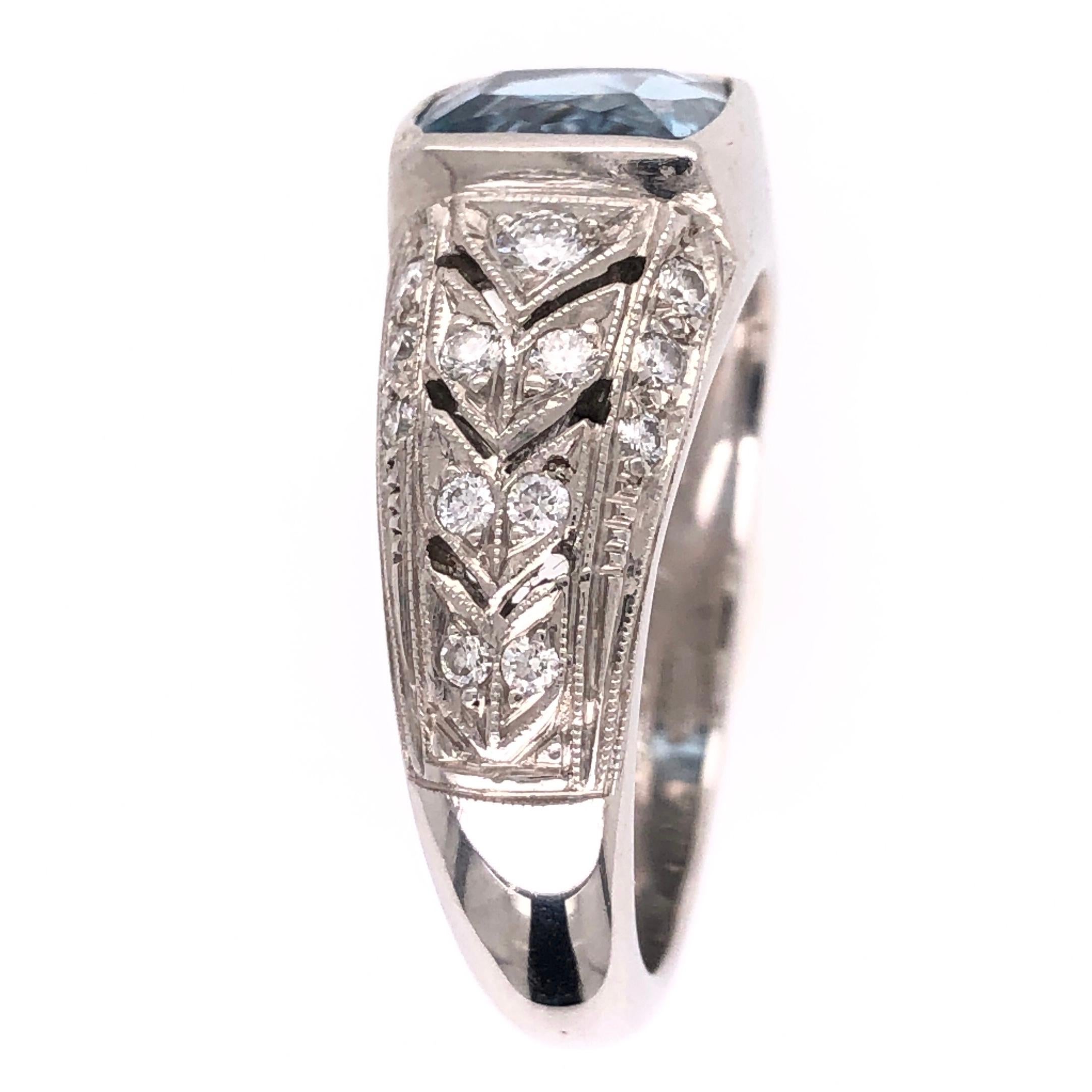 2 Carat Aquamarine Diamond Platinum Designer James Fine Ring Estate Fine Jewelry 3