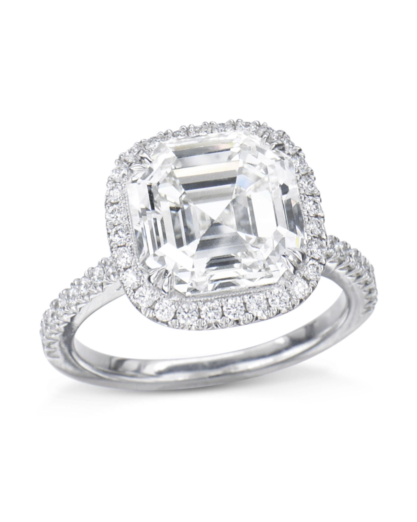 Anglo-Indian 2.00 Carat Asscher Cut GIA Diamond Engagement Ring 950 Platinum Setting For Sale