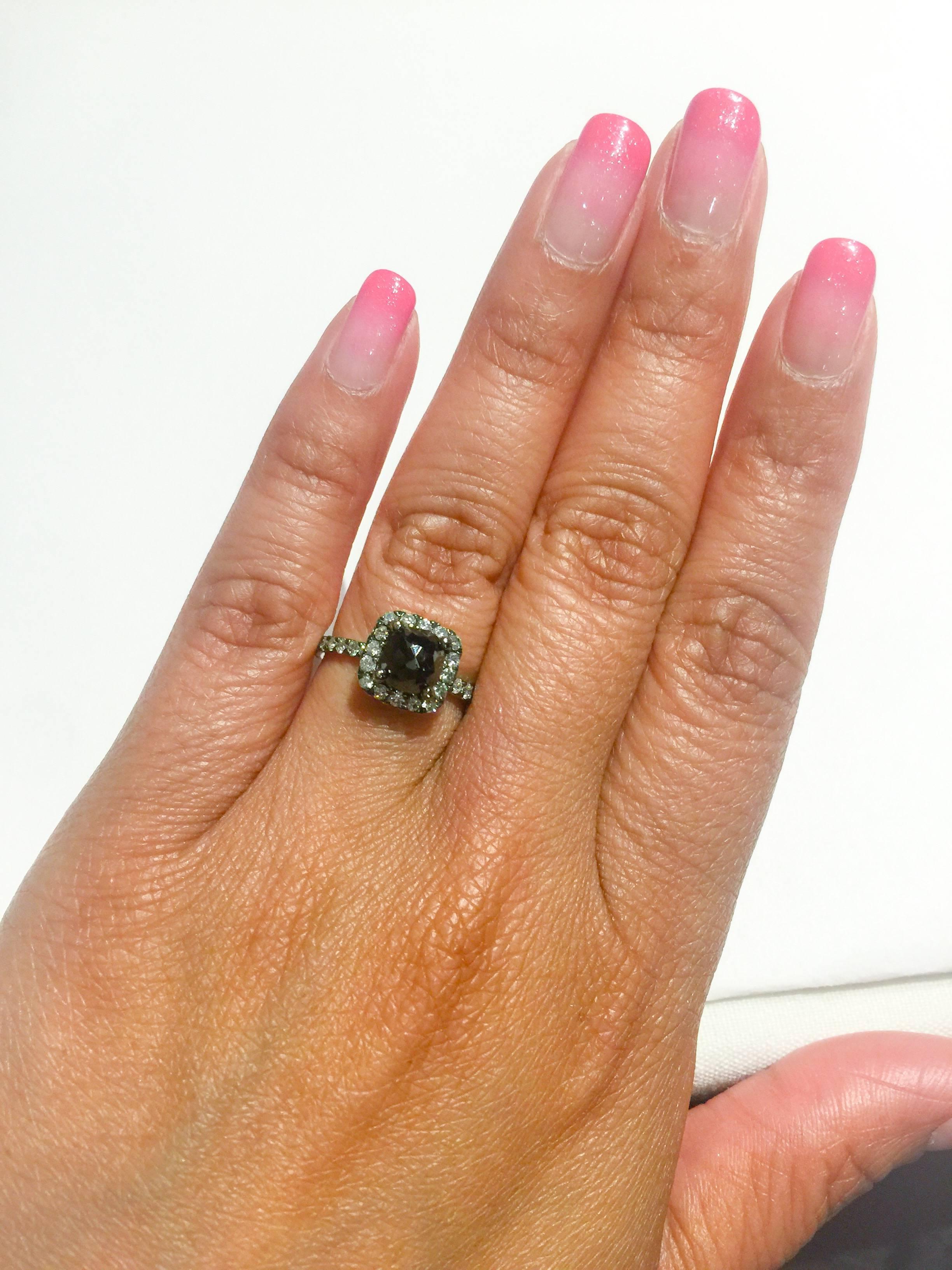 Women's 2.00 Carat Black Diamond White Gold Engagement Ring