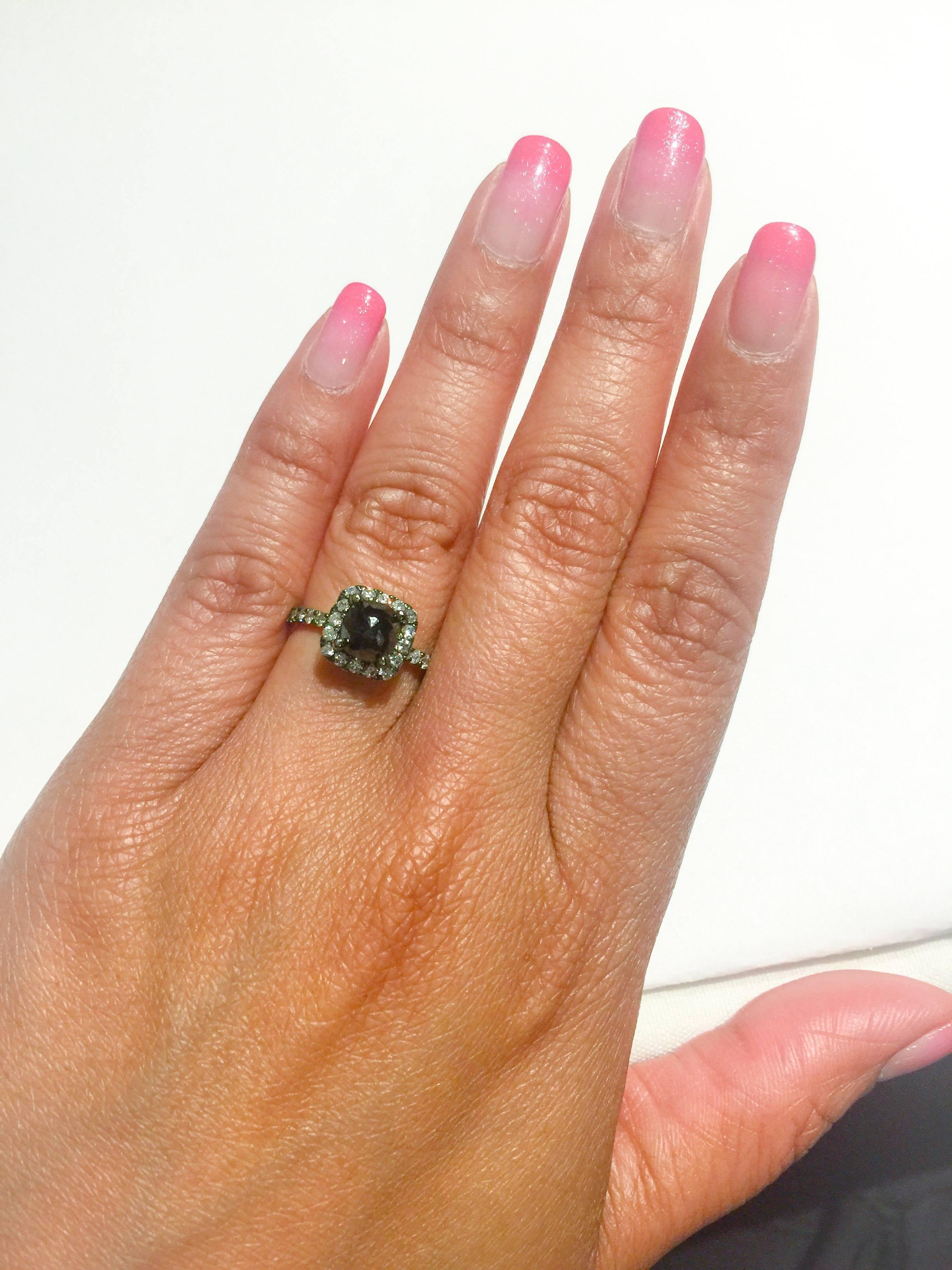 2.00 Carat Black Diamond White Gold Engagement Ring 1