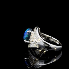 2.00 Carat Black Opal Diamond Platinum Cocktail Ring by Meghna Jewels