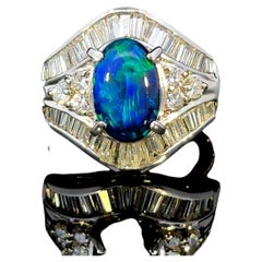 2.00 Carat Black Opal Diamond Platinum Cocktail Ring by Meghna Jewels