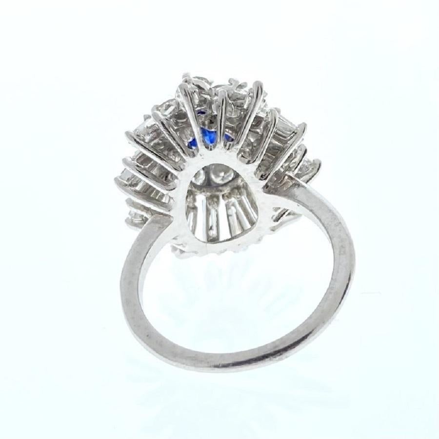 Pear Cut 2.00 Carat Blue Pear Sapphire & Diamond RIng In Platinum For Sale