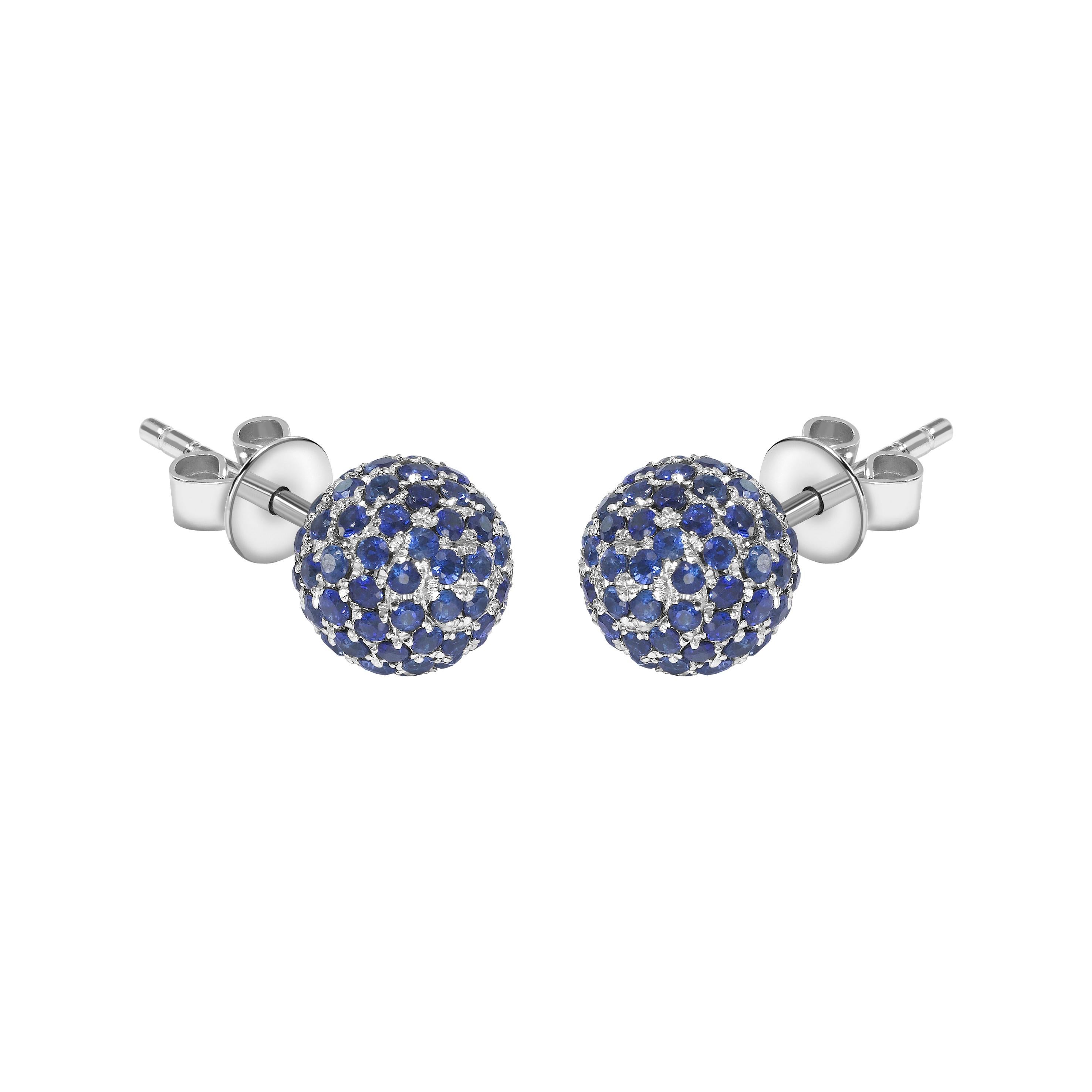 Zafiro azul de 2,00 quilates Pendientes de oro de 18 quilates con diamantes engastados en venta