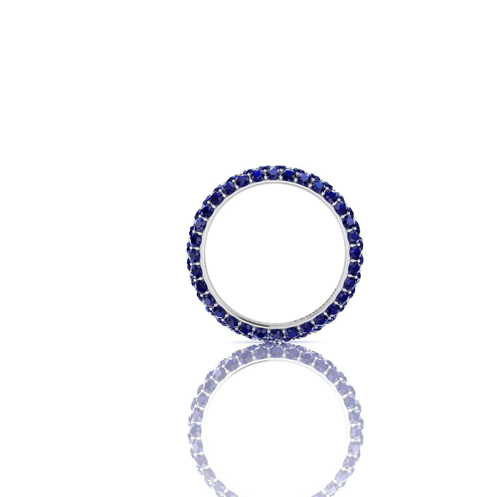 Modern 2.60 Carat Blue Sapphire Eternity Ring in 18 Karat White Gold