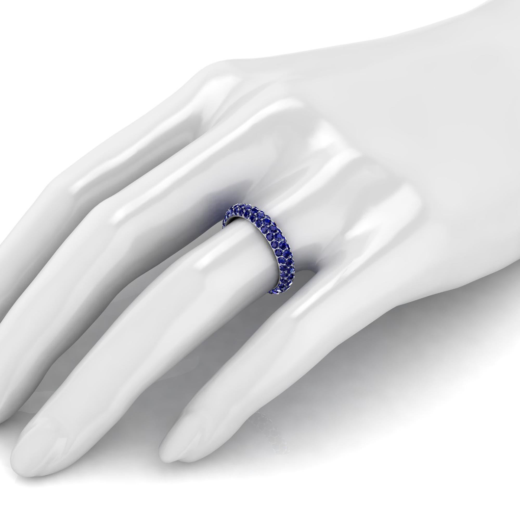 2.60 Carat Blue Sapphire Eternity Ring in 18 Karat White Gold In New Condition In New York, NY