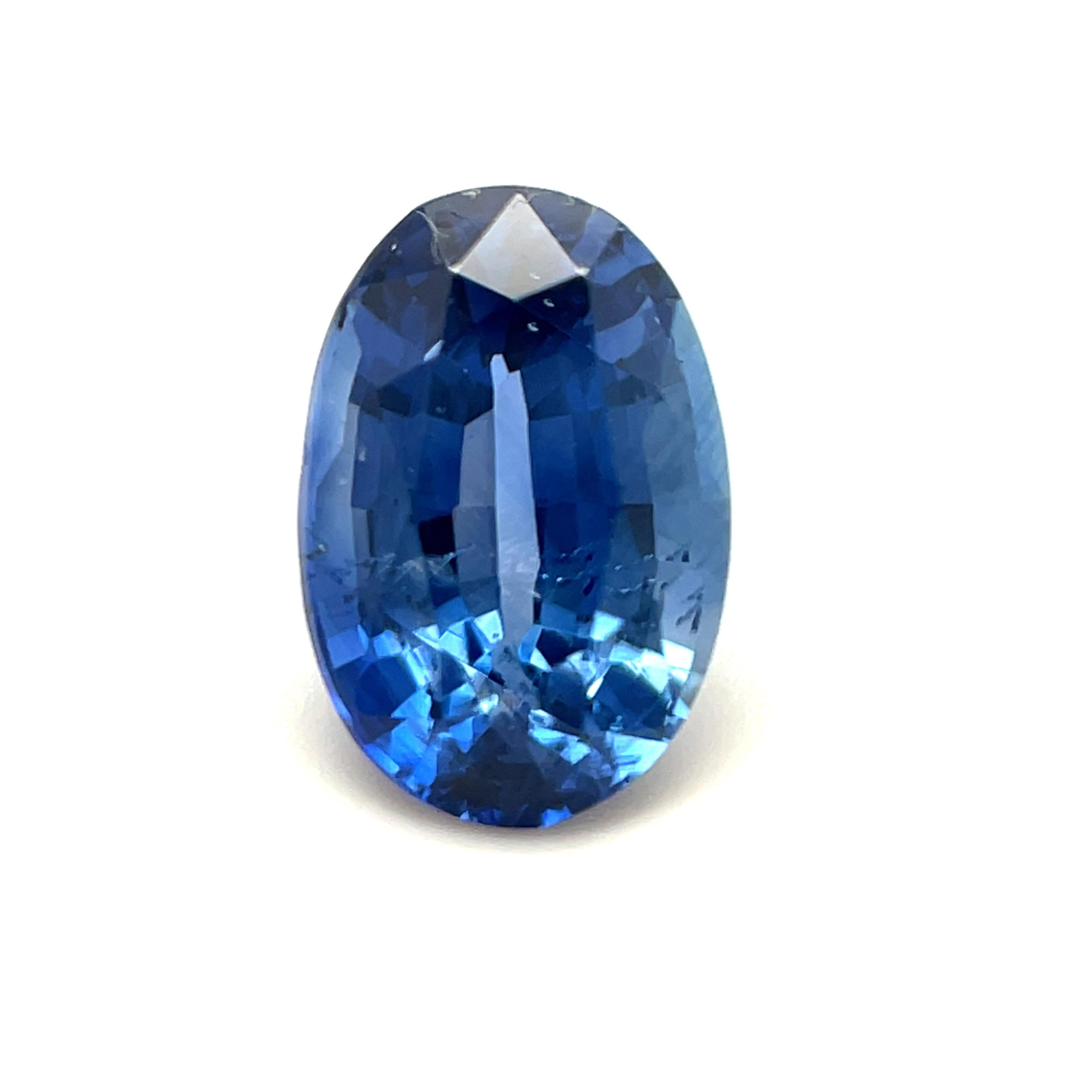2.00 Carat Blue Sapphire Oval Loose Unset Ring Gemstone For Sale 1