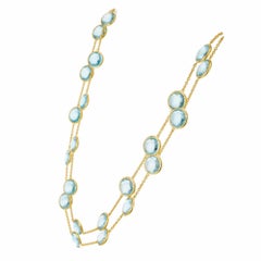 200 Carat Blue Topaz Yellow Gold Station Necklace
