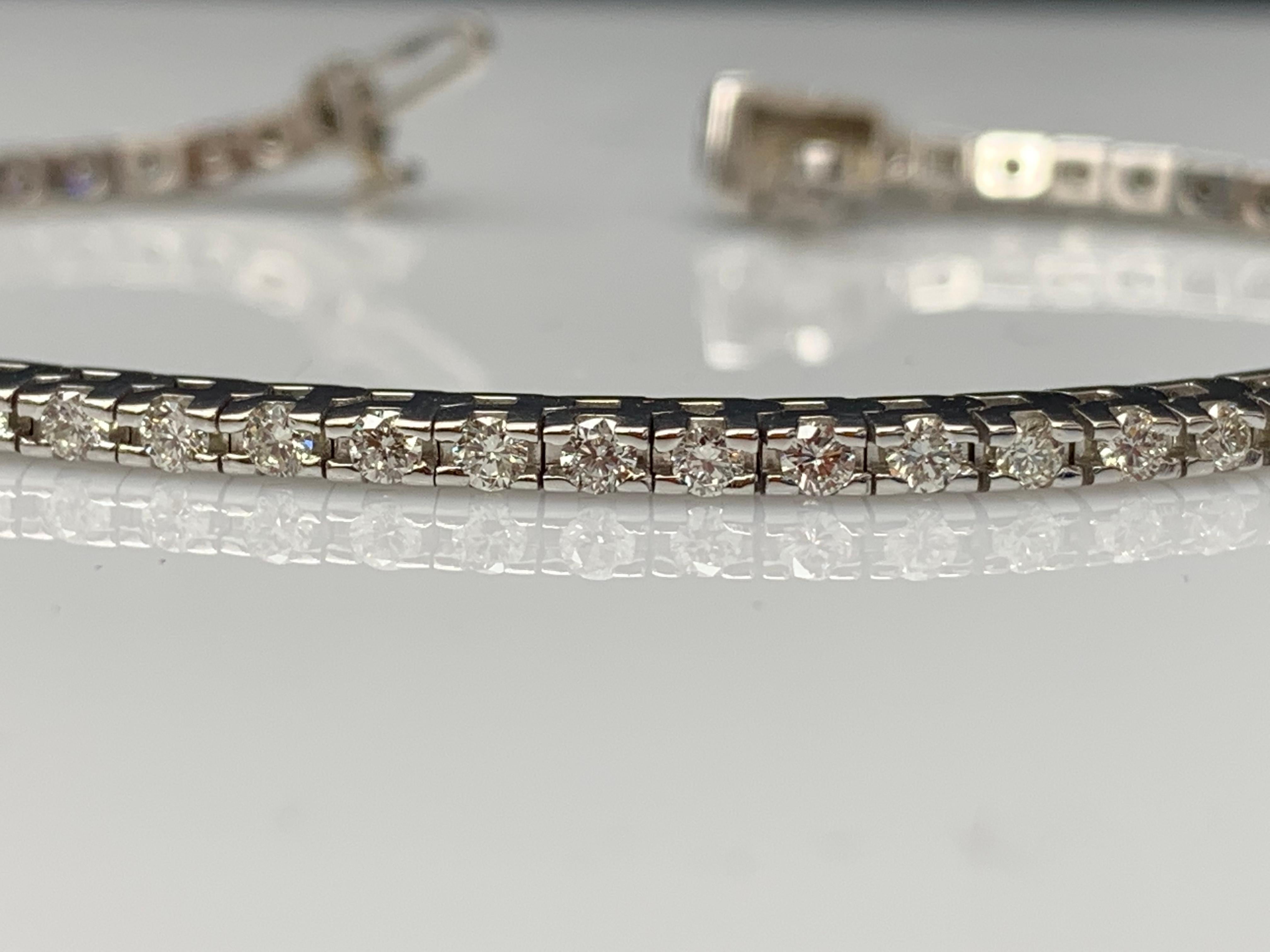 2.00 Carat Brilliant Cut Round Diamond Tennis Bracelet in 14K White Gold 7