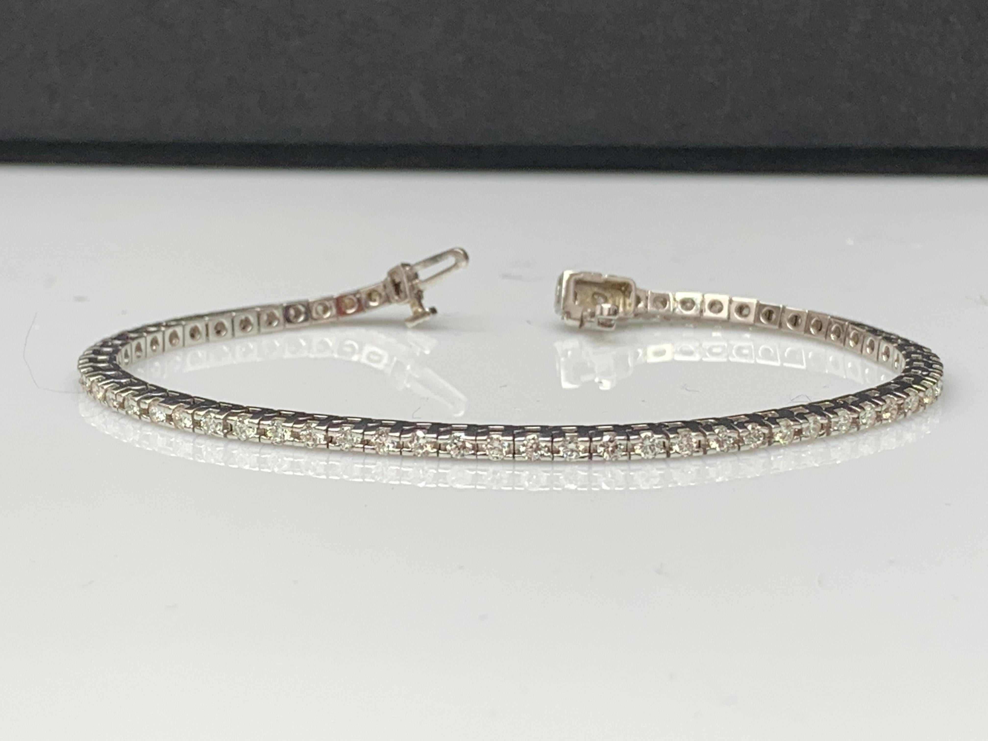 2.00 Carat Brilliant Cut Round Diamond Tennis Bracelet in 14K White Gold 9
