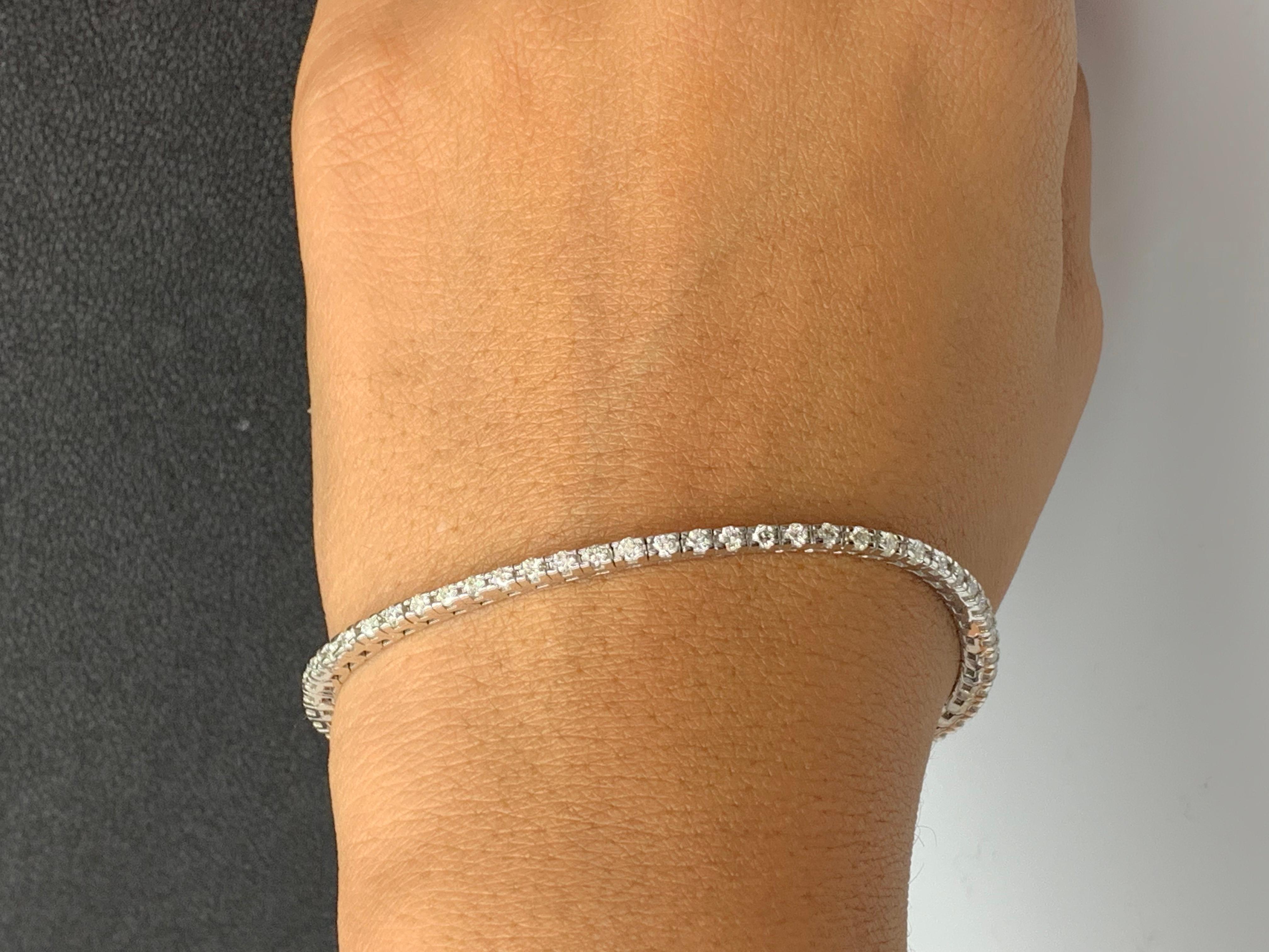 2.00 Carat Brilliant Cut Round Diamond Tennis Bracelet in 14K White Gold 1