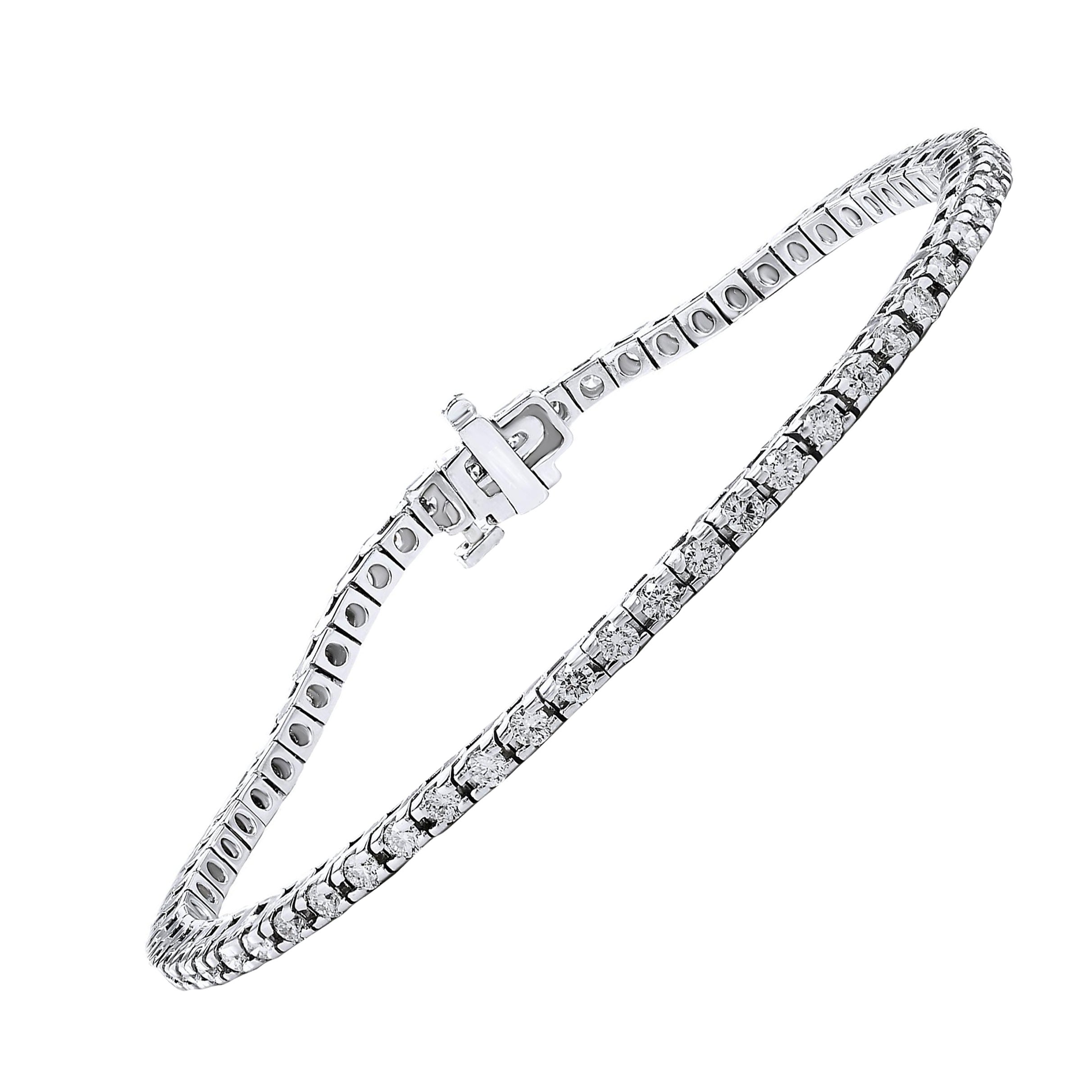 Pulsera de tenis con diamantes redondos talla brillante de 2,00 quilates en oro blanco de 14 quilates