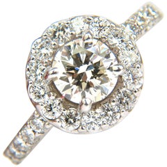 2.00 Carat Brilliant Round Full Cut Diamond Ring Halo 14 Karat