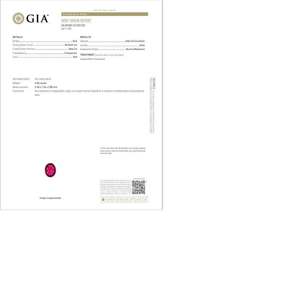 2,00 Karat birmanischer Rubin-Diamant-Platin-Anhänger, GIA zertifiziert Damen im Angebot