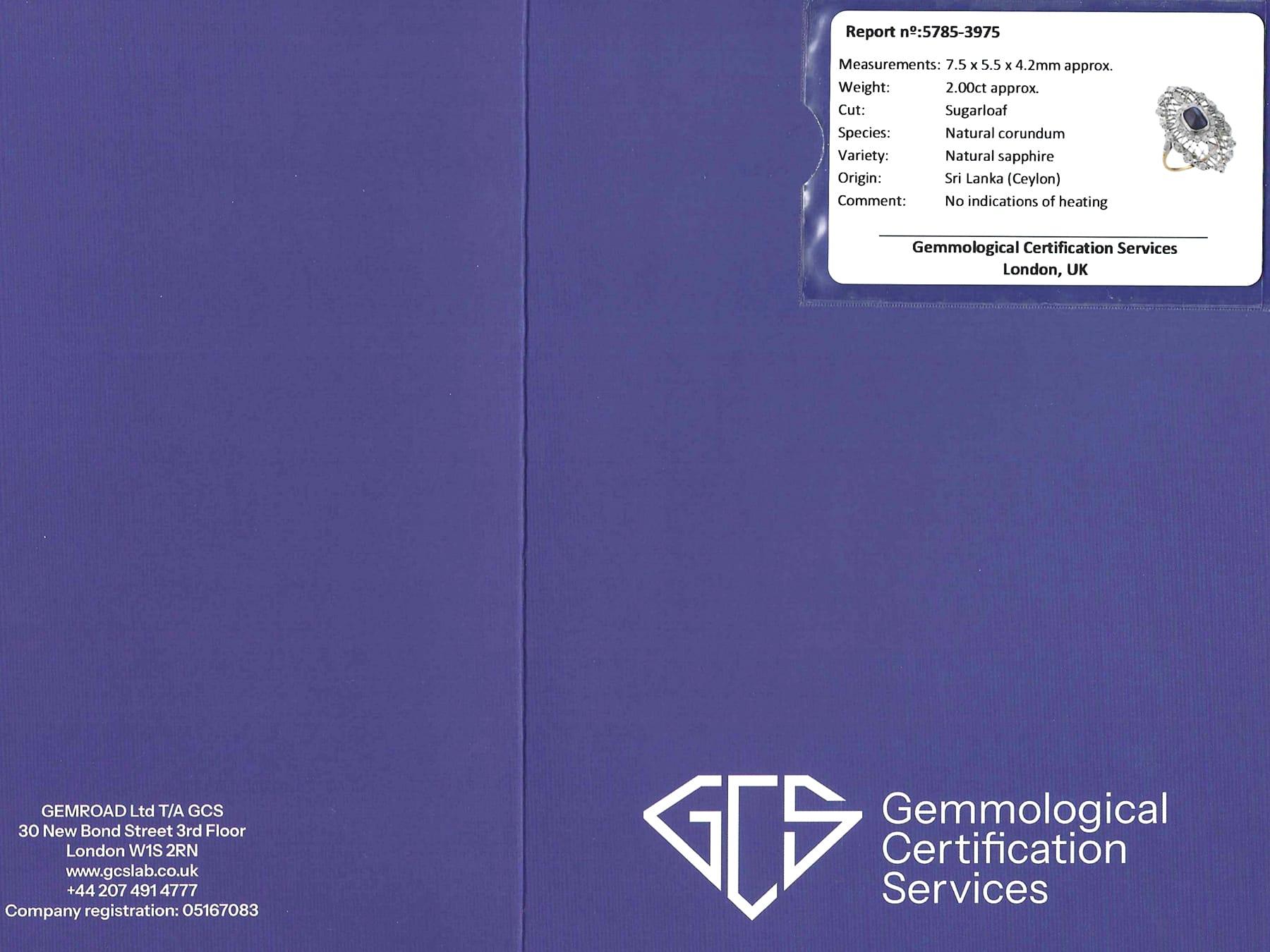 2,00 Karat Ceylon Saphir und 1,16 Karat Diamant 18k Gelbgold Cocktail Ring im Angebot 11