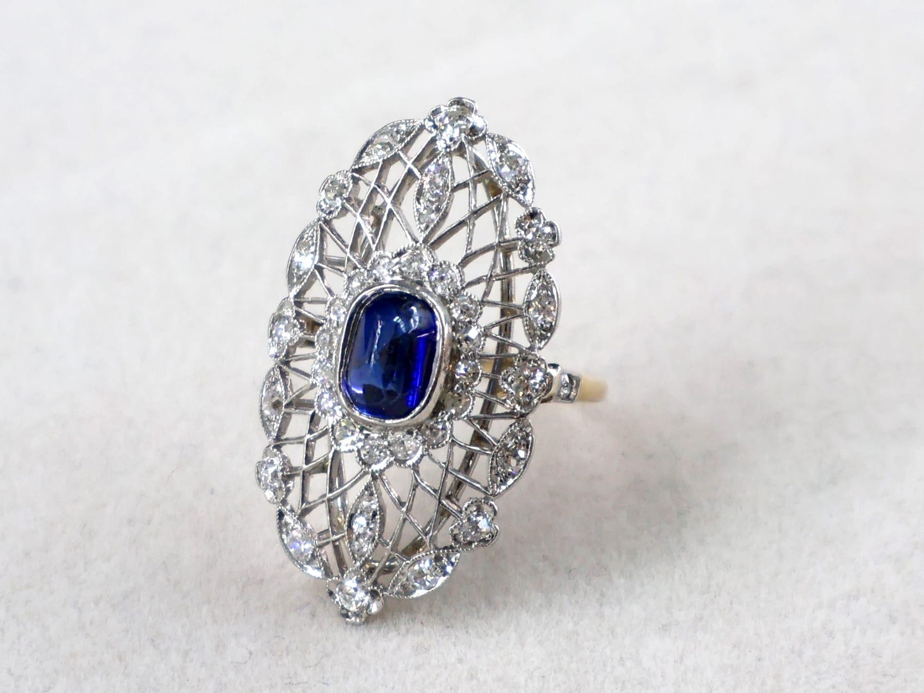 2,00 Karat Ceylon Saphir und 1,16 Karat Diamant 18k Gelbgold Cocktail Ring für Damen oder Herren im Angebot