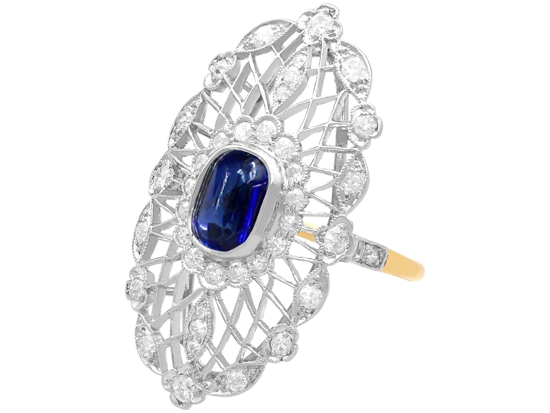 2,00 Karat Ceylon Saphir und 1,16 Karat Diamant 18k Gelbgold Cocktail Ring im Angebot 3