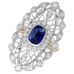2.00 Carat Ceylon Sapphire and 1.16 Carat Diamond 18k Yellow Gold Cocktail Ring