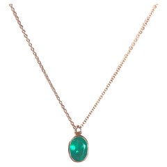 2.00 Carat Colombian Emerald Solitaire Pendant Necklace 18 Karat Rose Gold