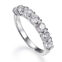 2.0 Carat Cubic Zirconia Sterling Silver Seven Stone Half Eternity Ring