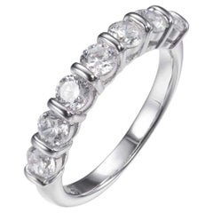 2.0 Carat Cubic Zirconia Sterling Silver Seven Stone Half Eternity Ring
