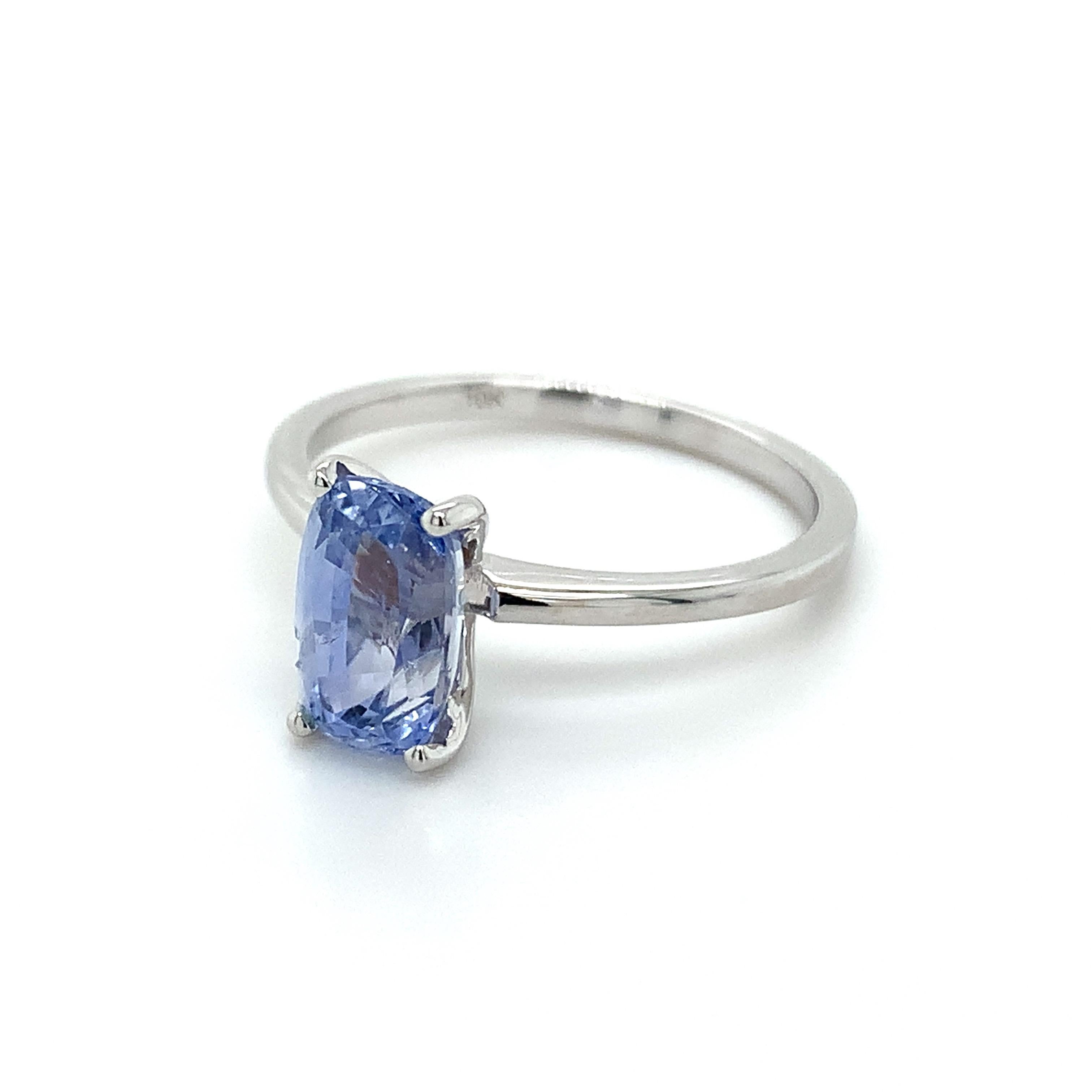 Cushion shape blue sapphire gemstone beautifully crafted in a 10K white gold ring.

A highly precious September birthstone with a delighting blue color. They are believed to bring good luck & fortune in life. Explore a vast range of precious stone