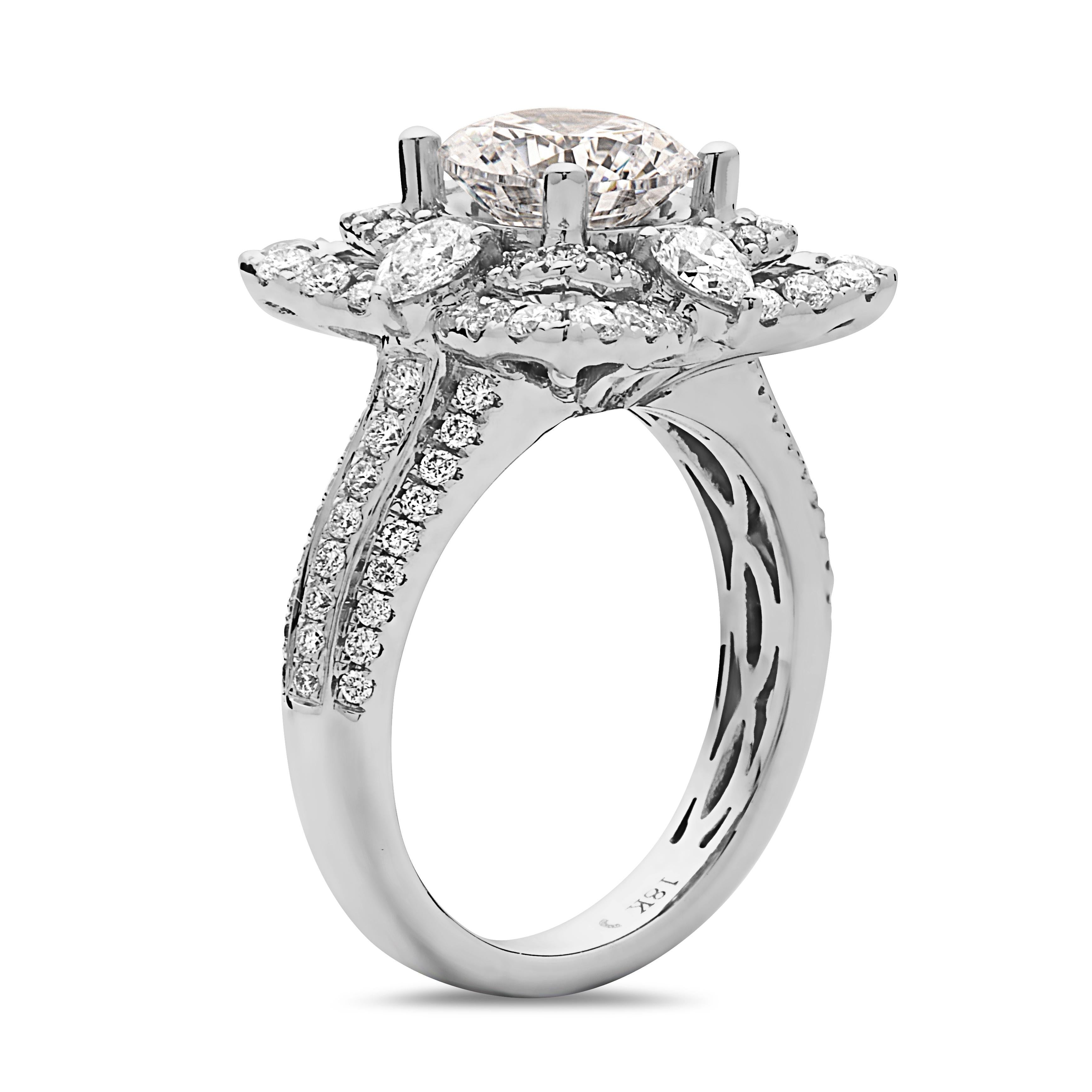 Round Cut 2.00 Carat CZ Round White Diamond Ring For Sale