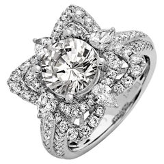 Bague CZ avec diamant blanc rond de 2,00 carats