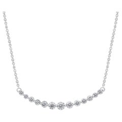 2.00 Carat Diamond, 18K White Gold Prong Set Curved Necklace
