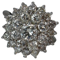 2.00 Carat Diamond and 18 Carat White Gold Cluster Ring
