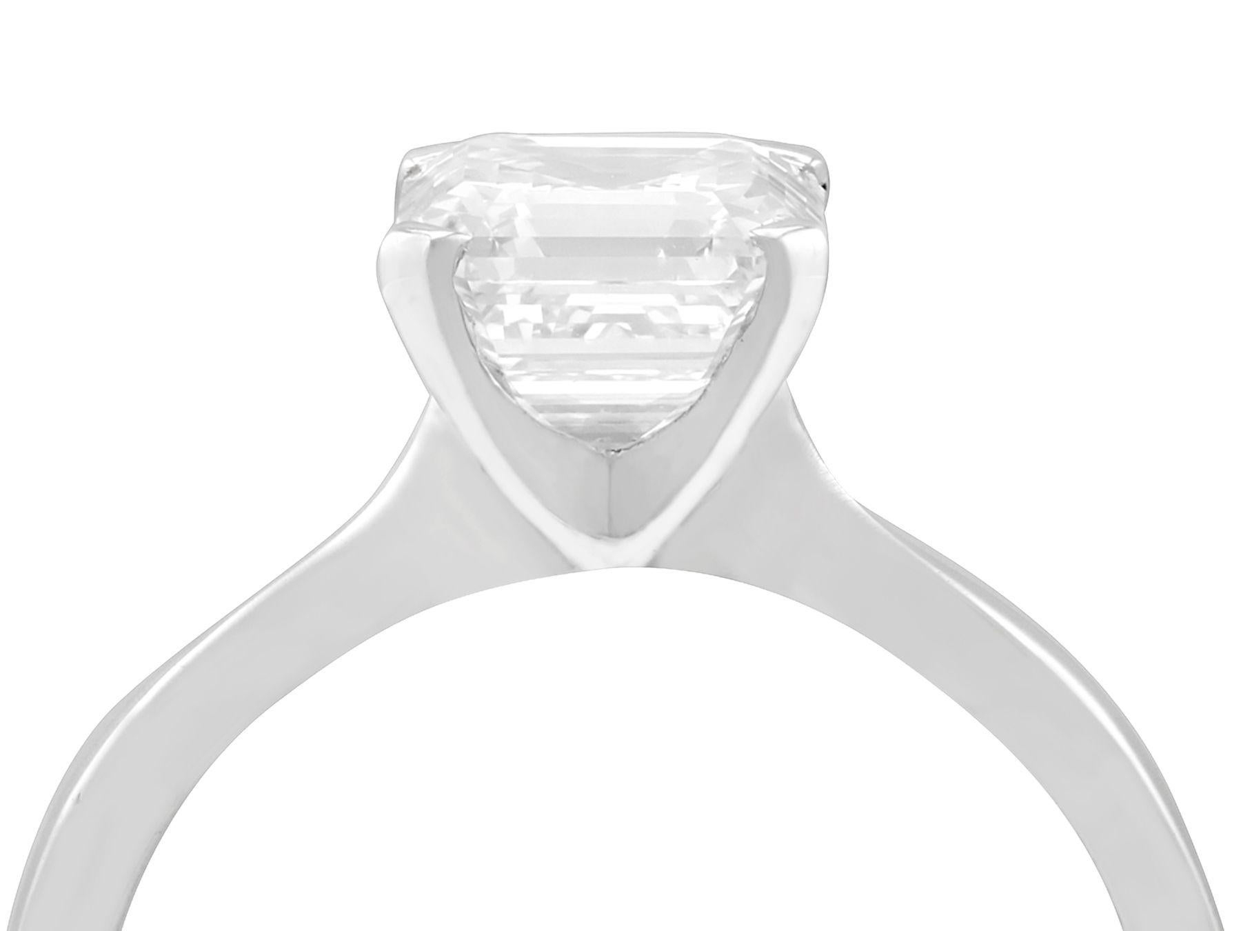 A fine and impressive 2 carat asscher cut diamond solitaire and platinum ring; part of our diverse range of diamond engagement rings.

This stunning 2 carats asscher cut diamond solitaire is four claw set in a simple yet very effective contemporary