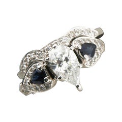 2.00 Carat Diamond and Sapphire 18 Karat White Gold Wedding Ring Set
