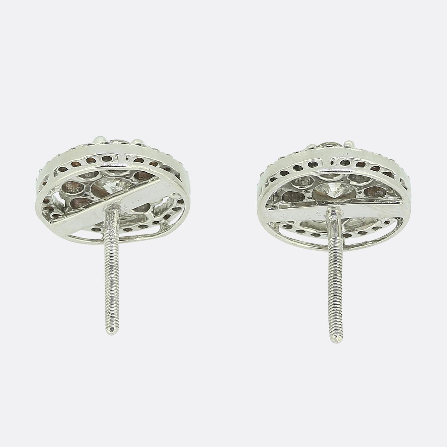 Brilliant Cut 2.00 Carat Diamond Cluster Earrings For Sale