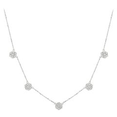 2.00 Carat Diamond Cluster Flower Necklace G SI 14 Karat White Gold