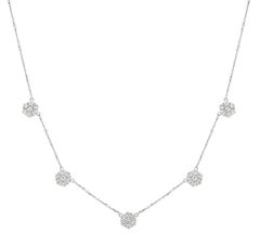2.00 Carat Diamond Cluster Flower Necklace G SI 14 Karat White Gold