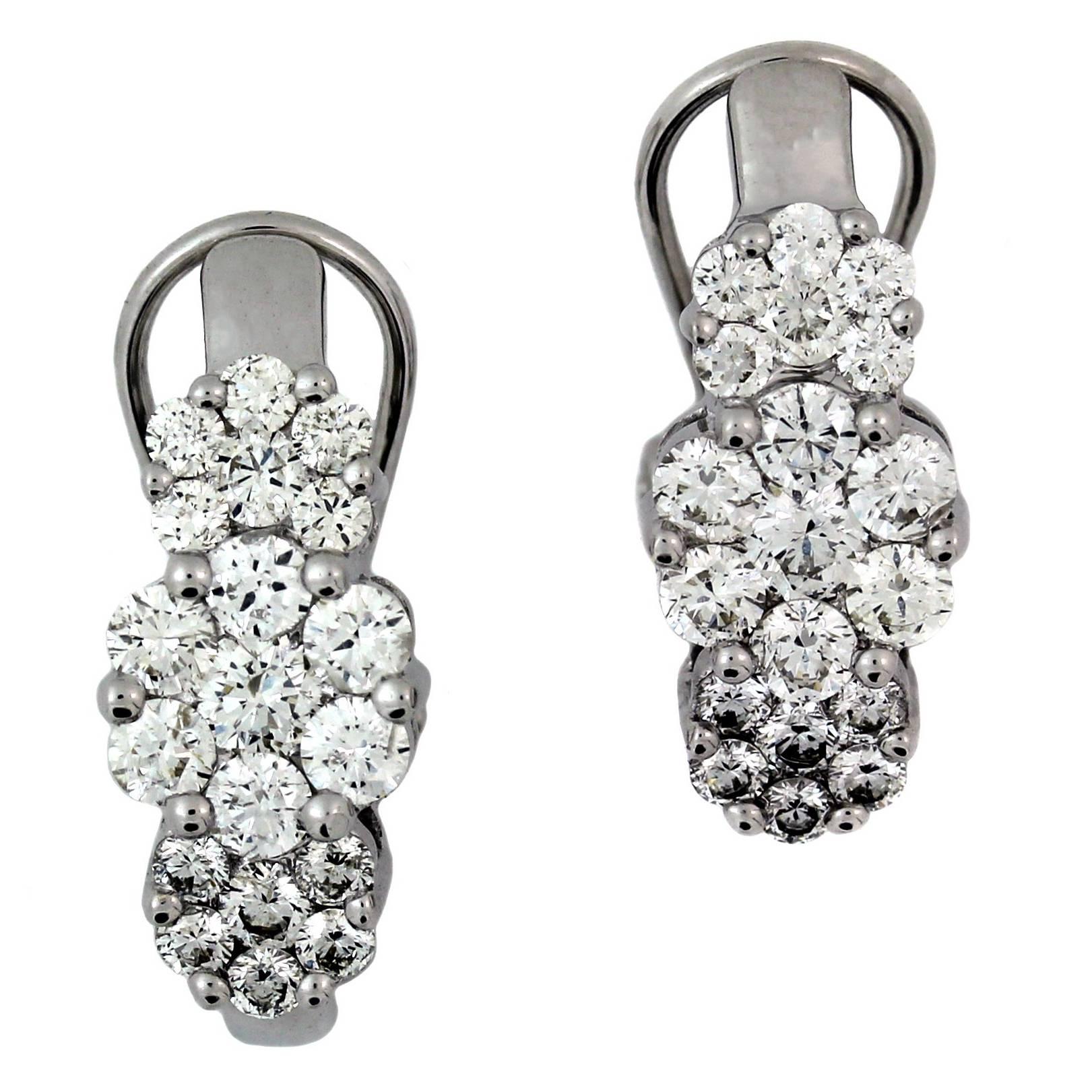 2.00 Carat Diamond Cluster White Gold Earrings