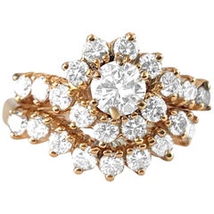 2.00 Carat Diamond Engagement Ring Double Band in 14 Karat Yellow Gold