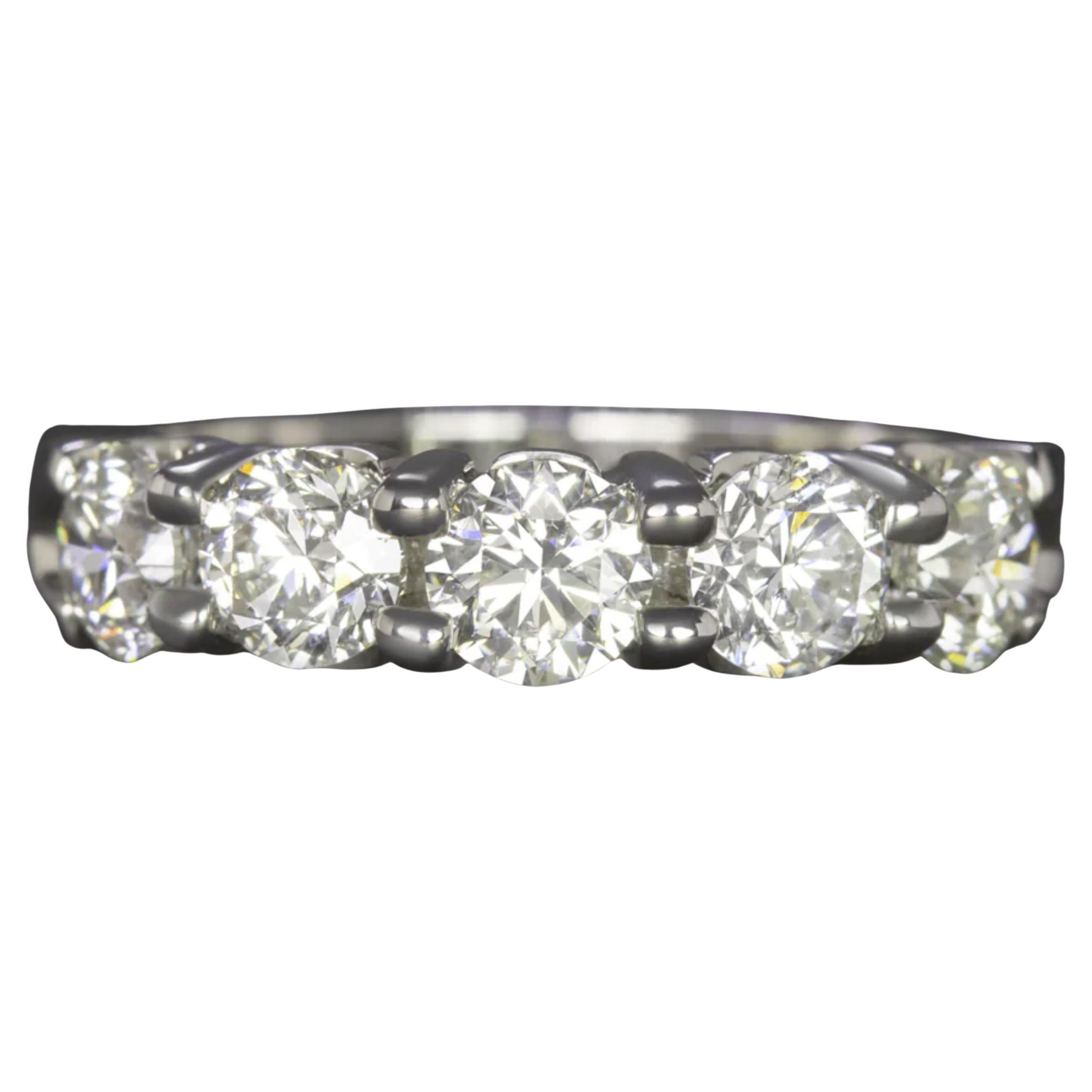 2.00 Carat Diamond Five-Stone Wedding Band in 14k White Gold