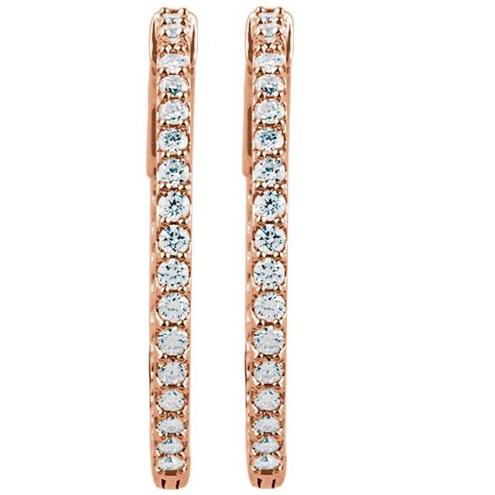 Women's 2.00 Carat Diamond Hoops Inside-Outside Choose Rose, White or Yellow Gold For Sale