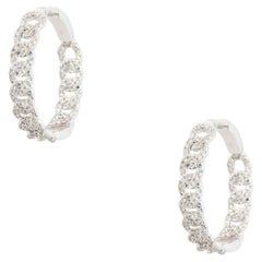 2.00 Carat Diamond Link Hoop Earrings 18 Karat in Stock