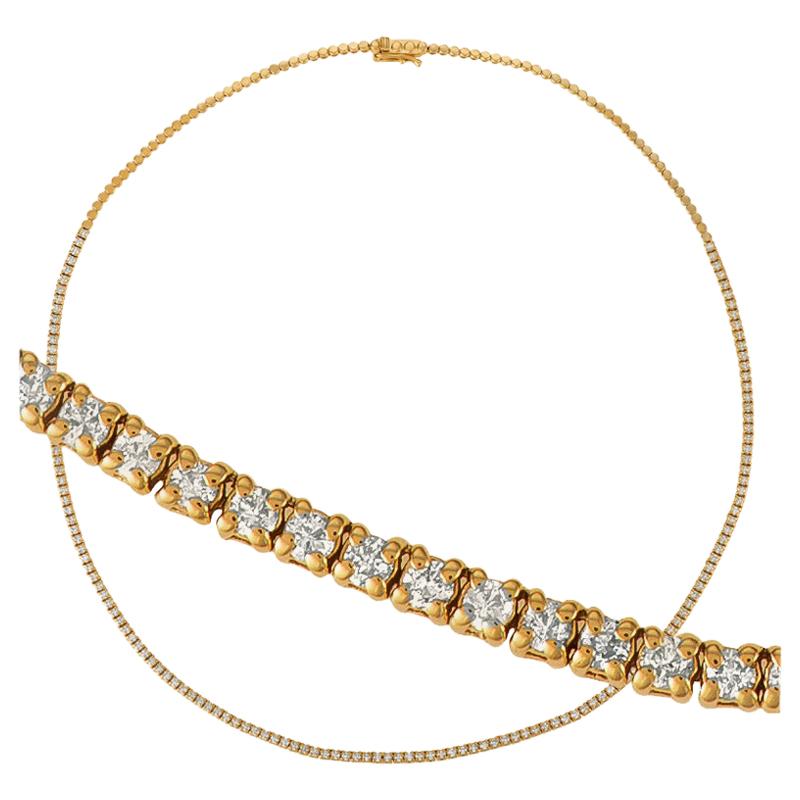 2,00 Karat Diamant-Halskette G SI 14 Karat Gelbgold 140 Diamanten 12 Gramm im Angebot