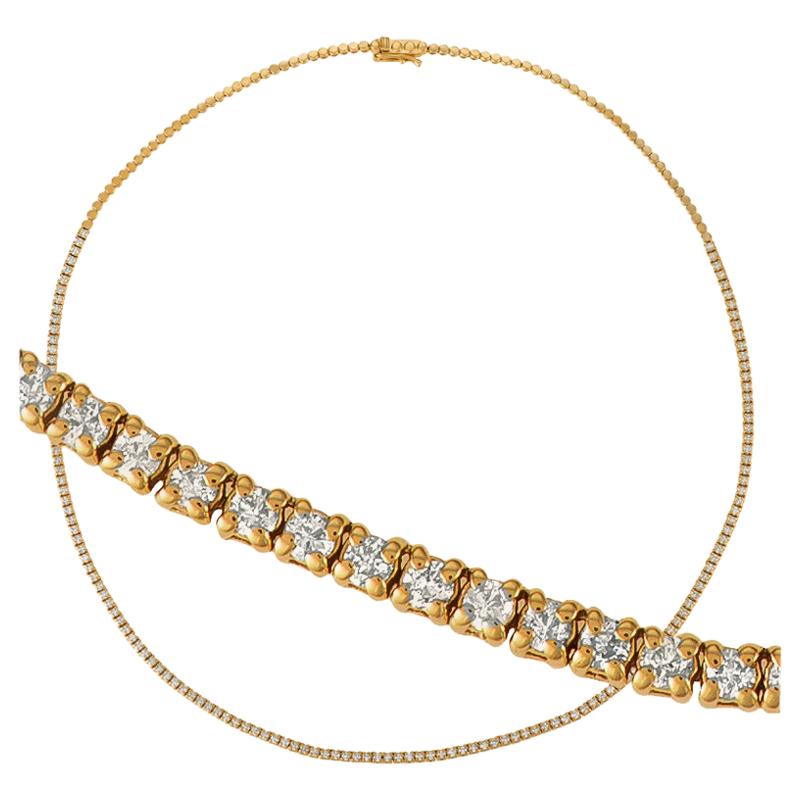 2.00 Carat Diamond Necklace G SI 14 Karat Yellow Gold 140 Diamonds 12 Grams For Sale