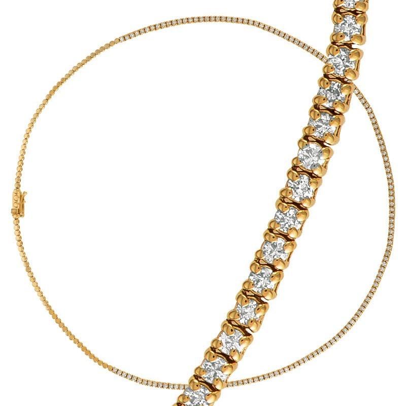 2,00 Karat Diamant-Halskette G SI 14 Karat Gelbgold 140 Diamanten 12 Gramm (Rundschliff) im Angebot