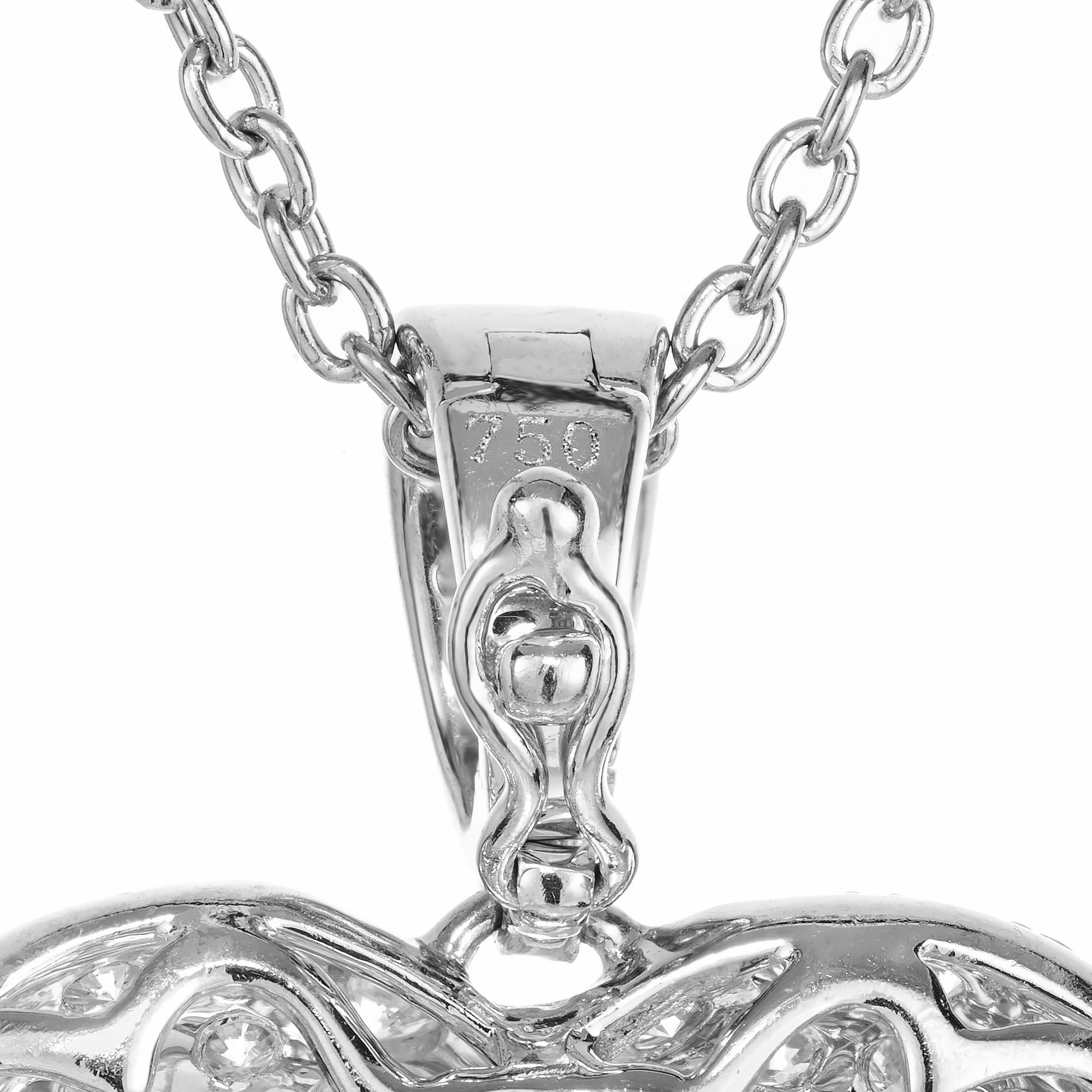 2,00 Karat Diamant Pave Herz Platin Anhänger Halskette  im Zustand „Hervorragend“ im Angebot in Stamford, CT