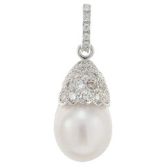 2.00 Carat Diamond Pearl White Gold Enhancer Pendant