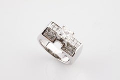 2.00 Carat Diamond Princess Cut Solitaire with Accents White Gold Ring