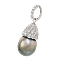 2.00 Carat Diamond South Sea Pearl White Gold Pendant